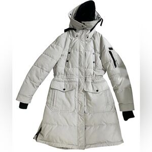 BCBGMaxAzria Hooded Long Parka Coat- Gray Super Warm